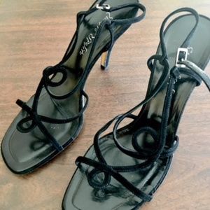 NIB Ernesto Esposito 4" Stiletto Black Suede sandals US 9.5 NEW Made in Italy